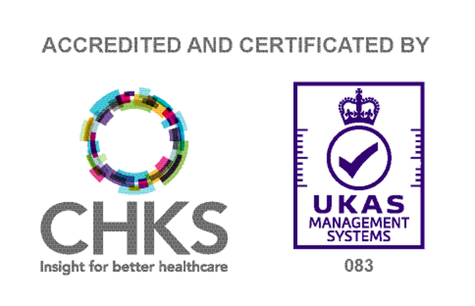 Accredited and certificated by CHKS. UKAS Management Systems, accreditation number 083.
